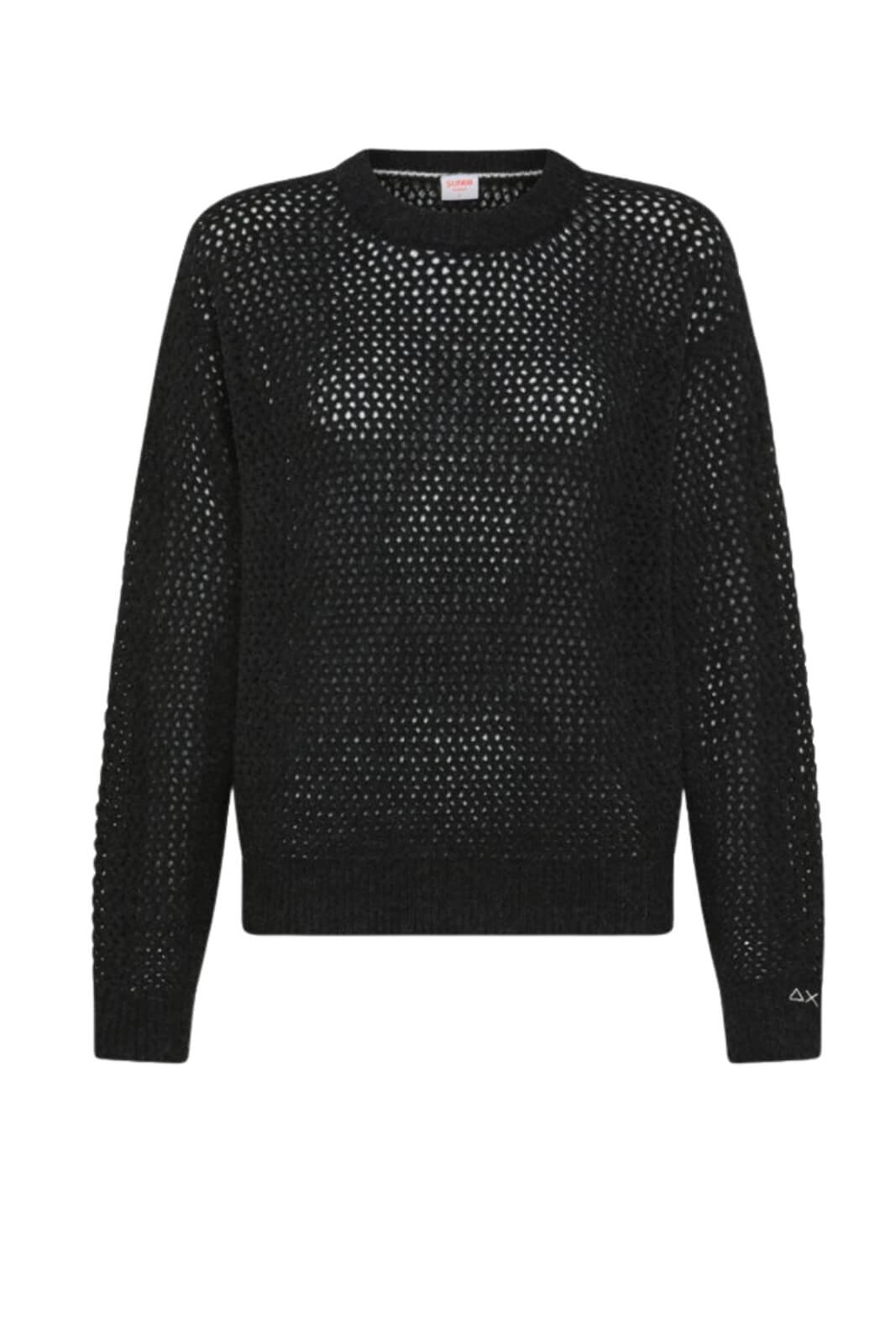 Maglione da donna  Sun 68 in misto lana traforato fronte