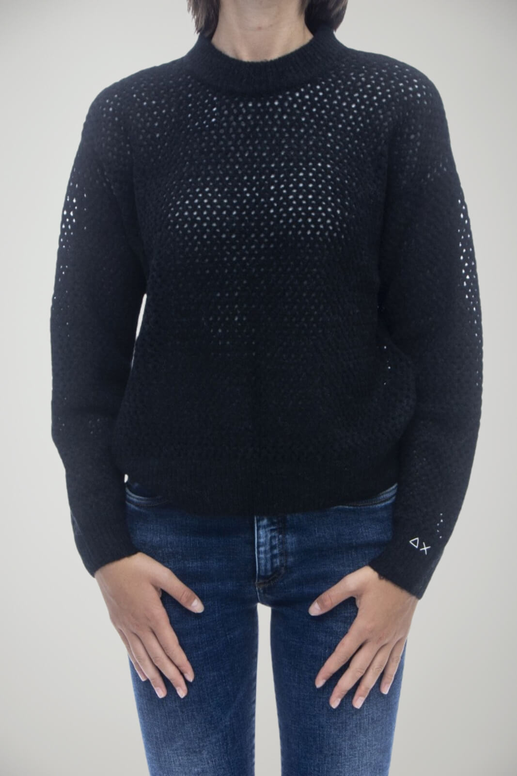 Maglione da donna  Sun 68 in misto lana traforato fronte 1