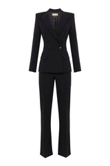 Elisabetta Franchi women's double-breasted crepe suit with satin bands