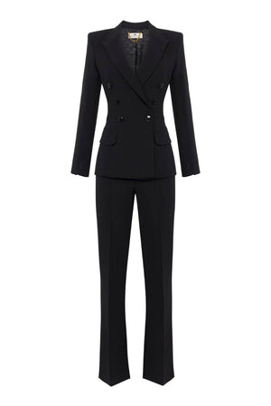 Elisabetta Franchi women's double-breasted crepe suit with satin bands