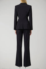 Elisabetta Franchi women's double-breasted crepe suit with satin bands