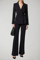 Elisabetta Franchi women's double-breasted crepe suit with satin bands