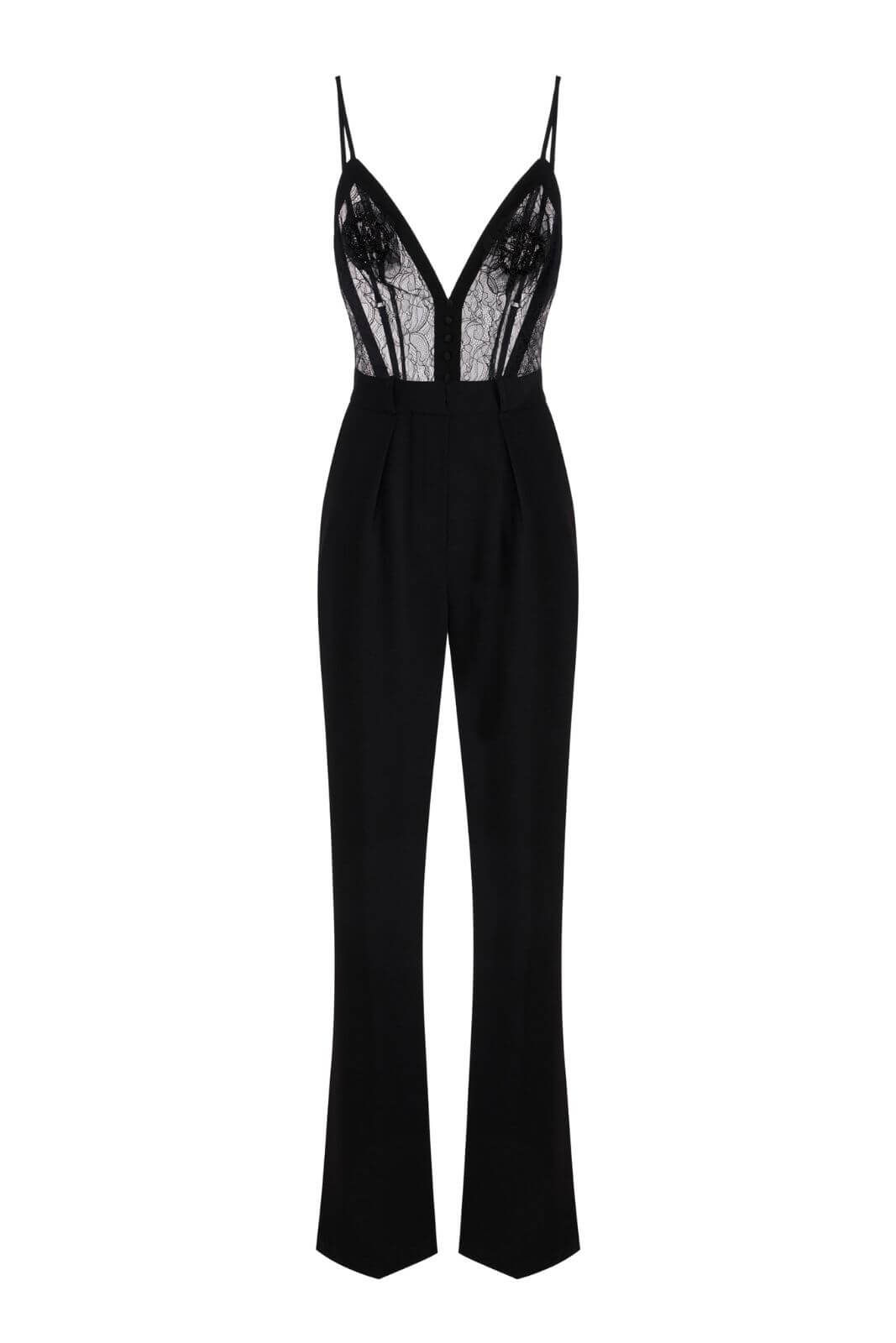 Elisabetta Franchi women's crepe jumpsuit with lace inserts