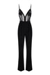Elisabetta Franchi women's crepe jumpsuit with lace inserts