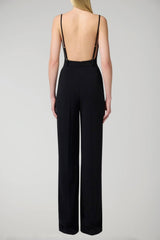 Elisabetta Franchi women's crepe jumpsuit with lace inserts