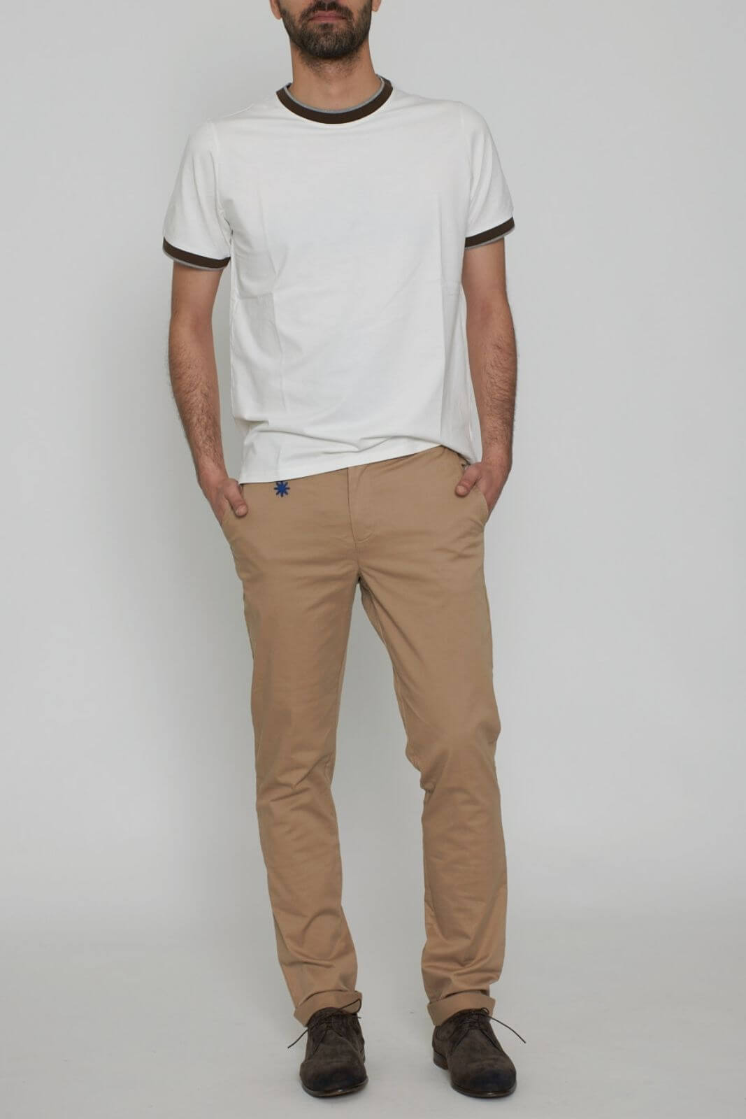 Cashmere Company Men's T-Shirt with Contrasting Trim