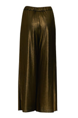 Tadashi Pantaloni a palazzo in lamé a vita alta, eleganza luminosa e moderna