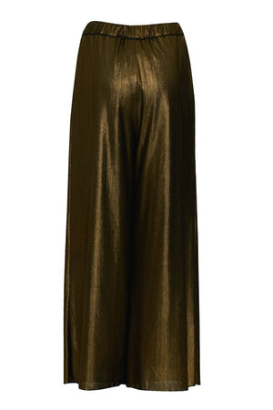 Tadashi Pantaloni a palazzo in lamé a vita alta, eleganza luminosa e moderna