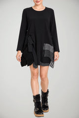 Tadashi Abito Donna Patchwork con Inserto Plissettato