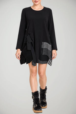 Tadashi Abito Donna Patchwork con Inserto Plissettato