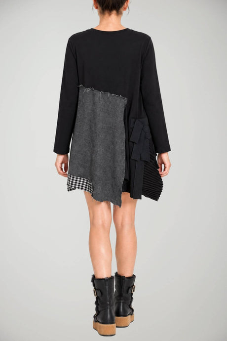 Tadashi Abito Donna Patchwork con Inserto Plissettato