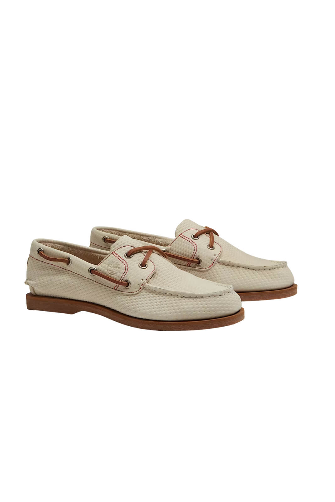 Scarpa da barca Timberland in pelle microlavorata con lacci in cuoio