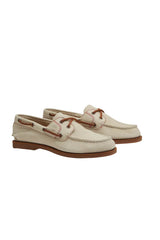 Scarpa da barca Timberland in pelle microlavorata con lacci in cuoio