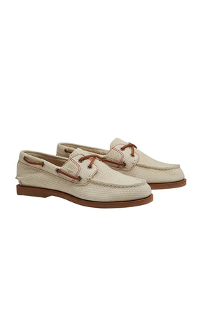 Scarpa da barca Timberland in pelle microlavorata con lacci in cuoio