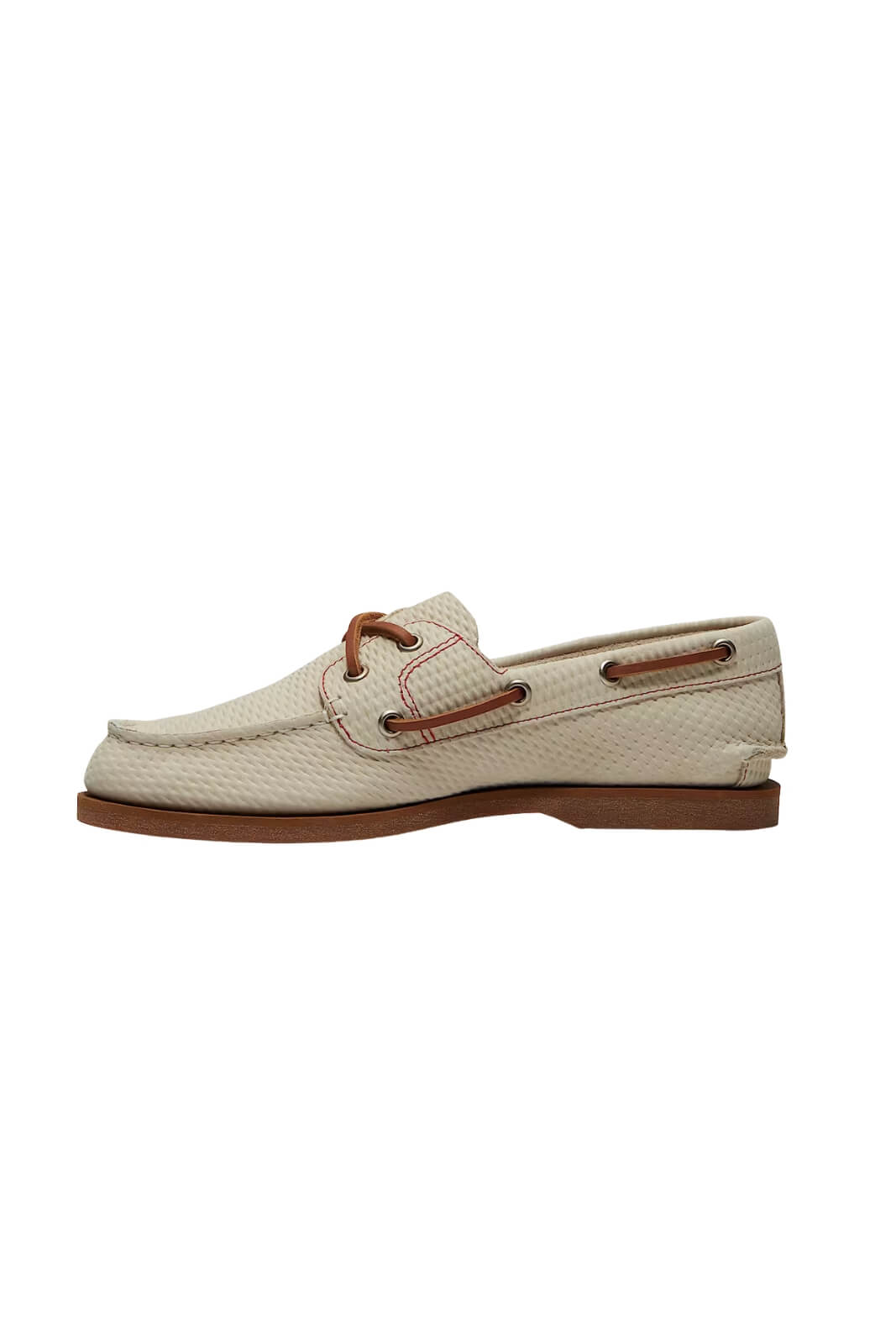 Scarpa da barca Timberland in pelle microlavorata con lacci in cuoio