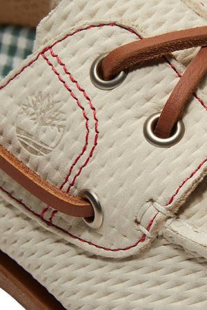 Scarpa da barca Timberland in pelle microlavorata con lacci in cuoio