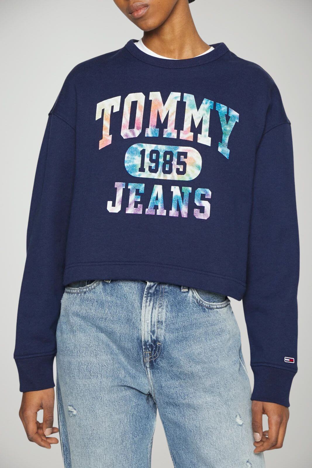 Tommy Jeans Felpa Donna Crop con stampa tie dye