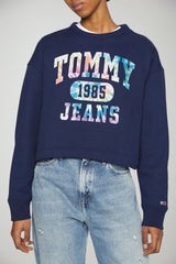 Tommy Jeans Felpa Donna Crop con stampa tie dye