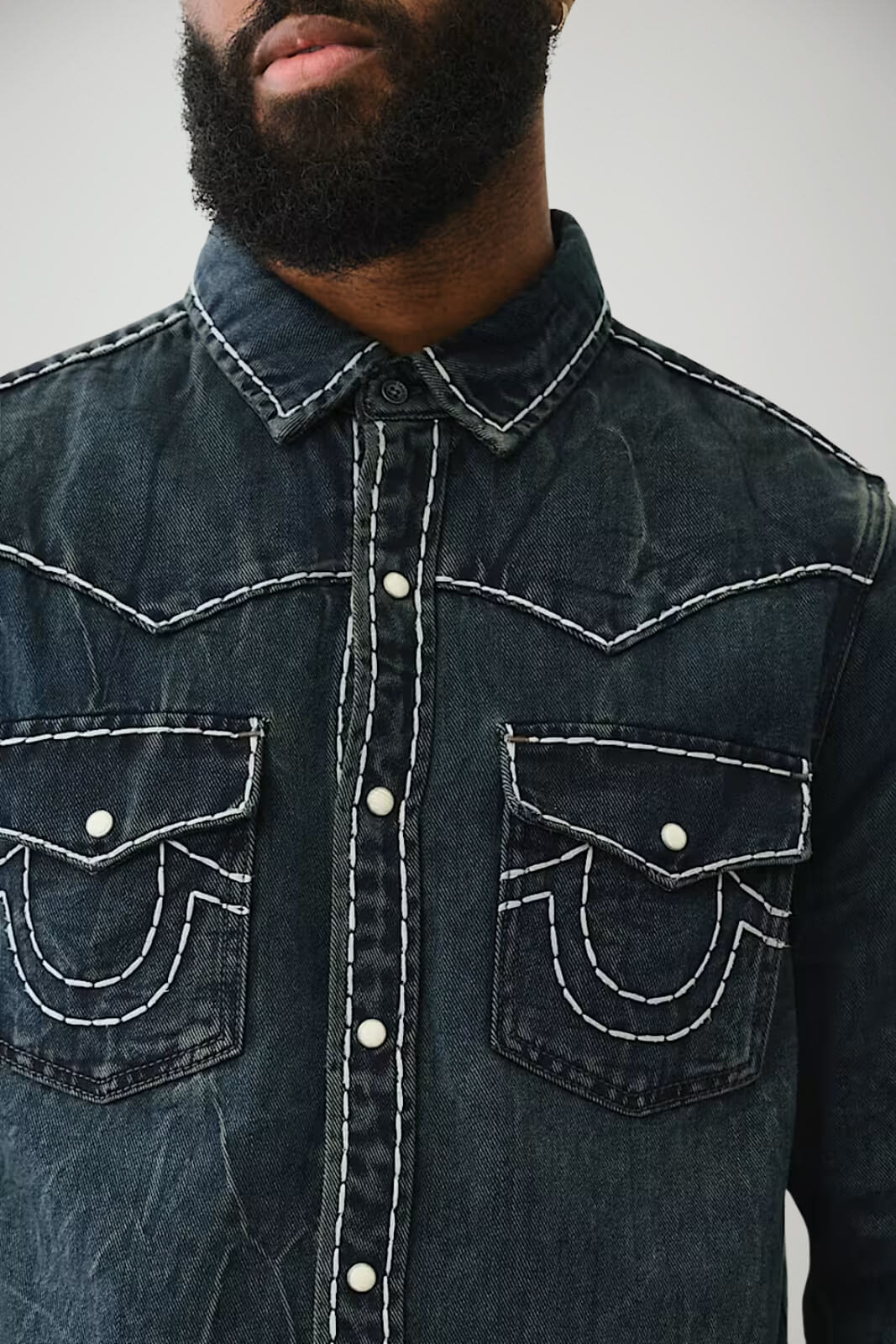 Overshirt da uomo True Religion in denim