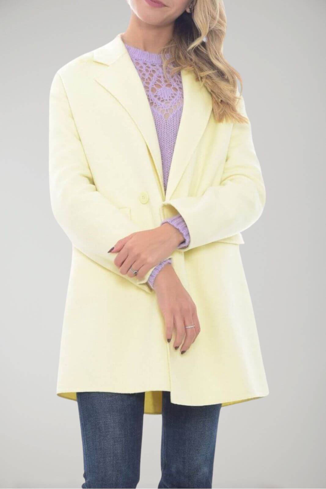 Twinset Cappotto donna doppiopetto con piume sul collo Fronte 1