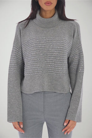Dolcevita da donna Twinset cropped con paillettes