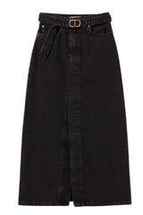 Gonna longuette Twinset in denim con cintura
