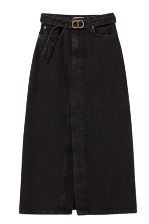 Gonna longuette Twinset in denim con cintura