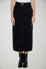 Gonna longuette Twinset in denim con cintura