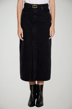 Gonna longuette Twinset in denim con cintura