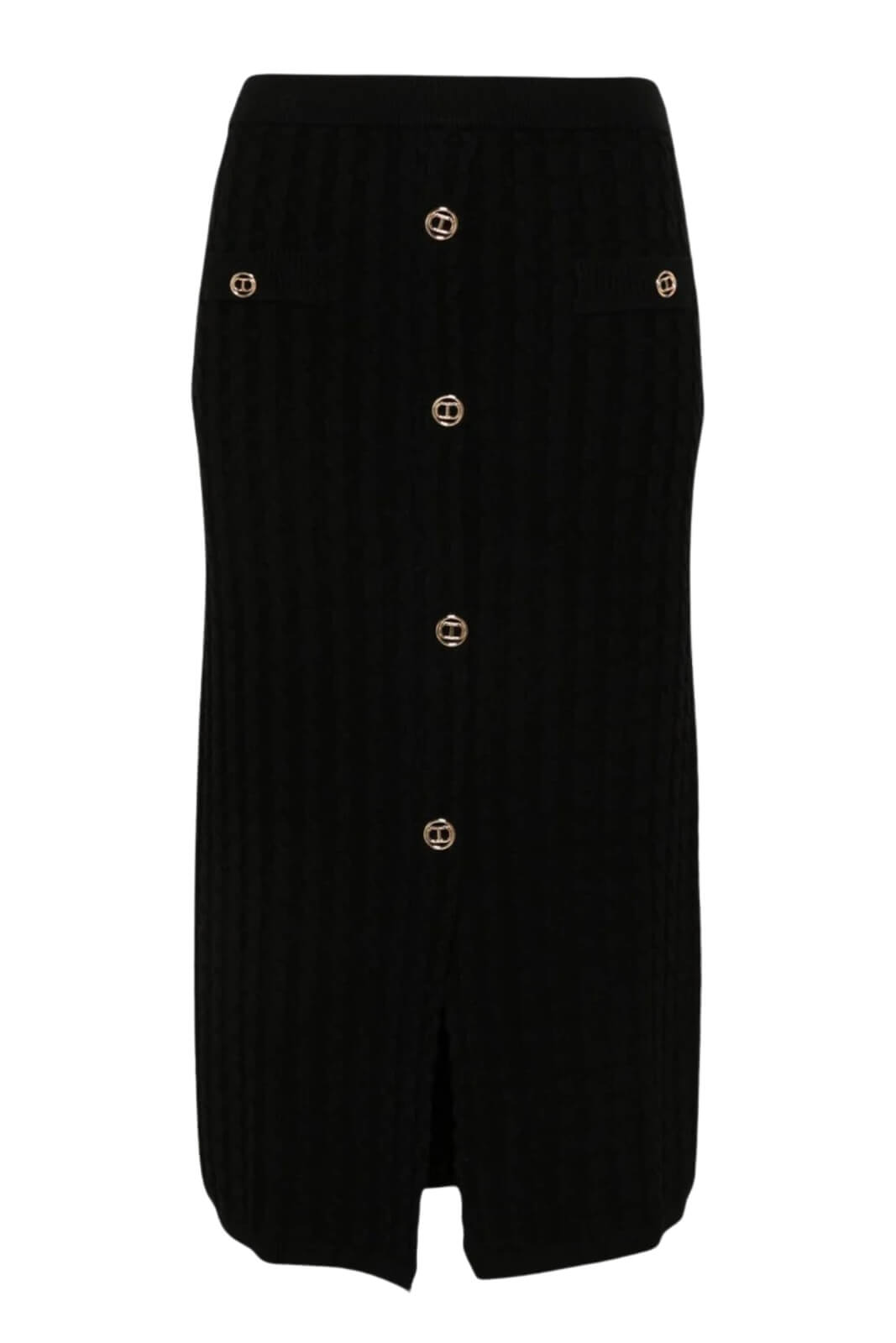 Longuette in maglia Twinset a trecce con bottoni finti