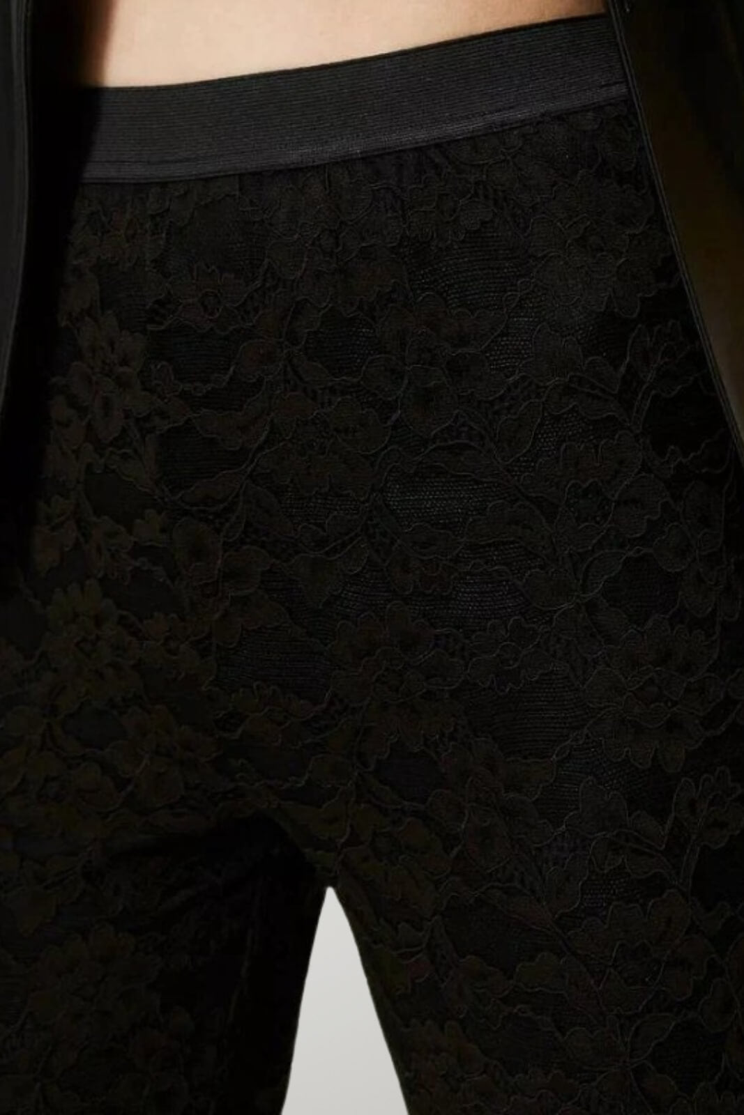 Twinset legging donna pizzo macramè dettaglio