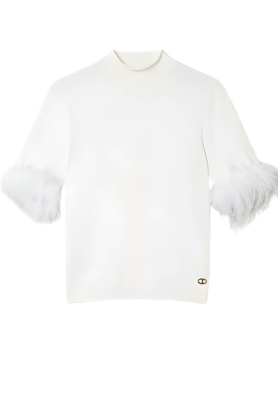 Lupetto da donna Twinset a maniche corte con piume rimovibili