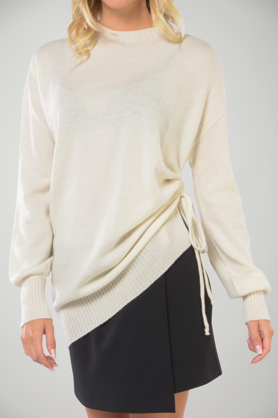 Maglia donna Twinset in cashmere con laccetti sul fianco