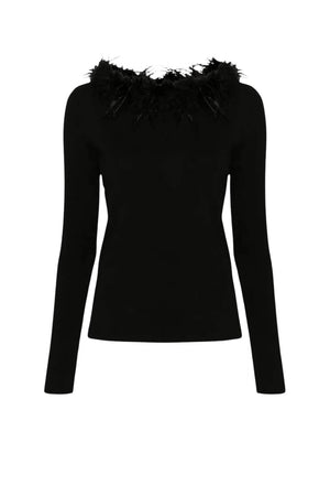 Maglia da donna Twinset con piume al collo 