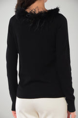 Maglia da donna Twinset con piume al collo 