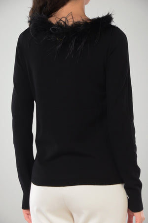 Maglia da donna Twinset con piume al collo 