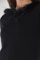 Maglia da donna Twinset con piume al collo 
