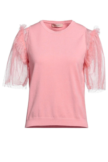 Twinset Milano Blusa Donna in filo con maniche in tulle
