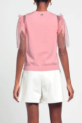 Twinset Milano Blusa Donna in filo con maniche in tulle