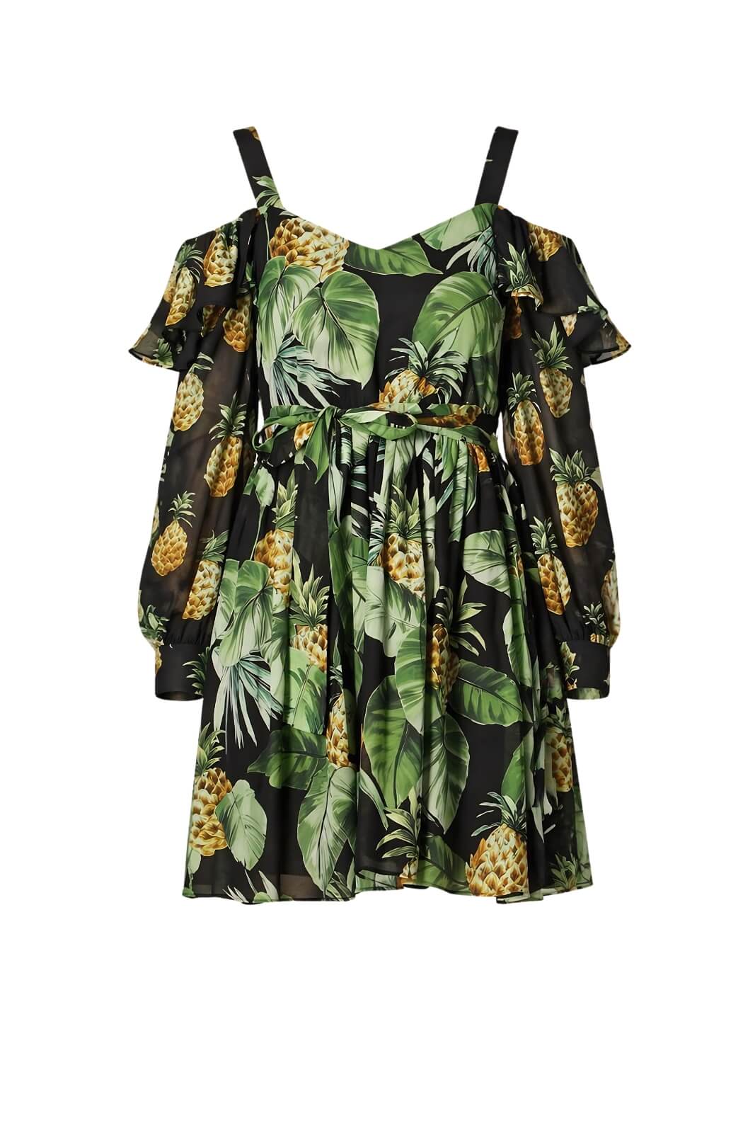 Twinset Milano Abito Donna in Voile di Cotone con Stampa Ananas