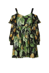 Twinset Milano Abito Donna in Voile di Cotone con Stampa Ananas