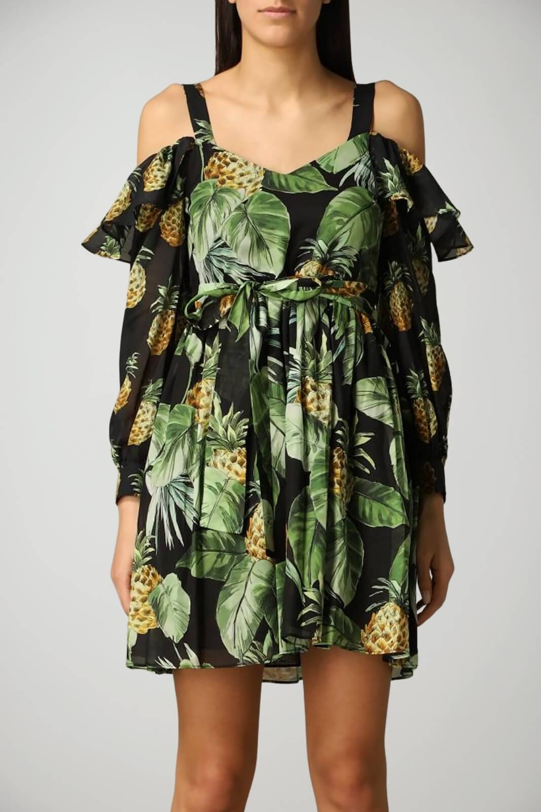 Twinset Milano Abito Donna in Voile di Cotone con Stampa Ananas