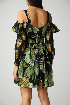 Twinset Milano Abito Donna in Voile di Cotone con Stampa Ananas