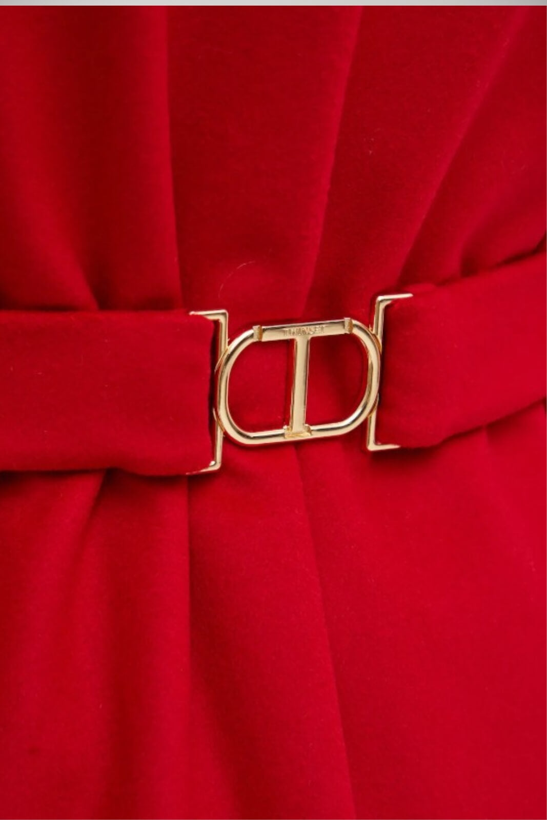 Cappotto Twinset in panno monopetto con cintura dettaglio cintura