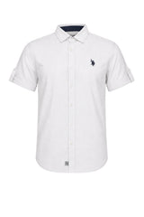 U.S. Polo Assn. Camicia Uomo in lino e cotone a maniche corte