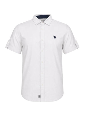 U.S. Polo Assn. Camicia Uomo in lino e cotone a maniche corte