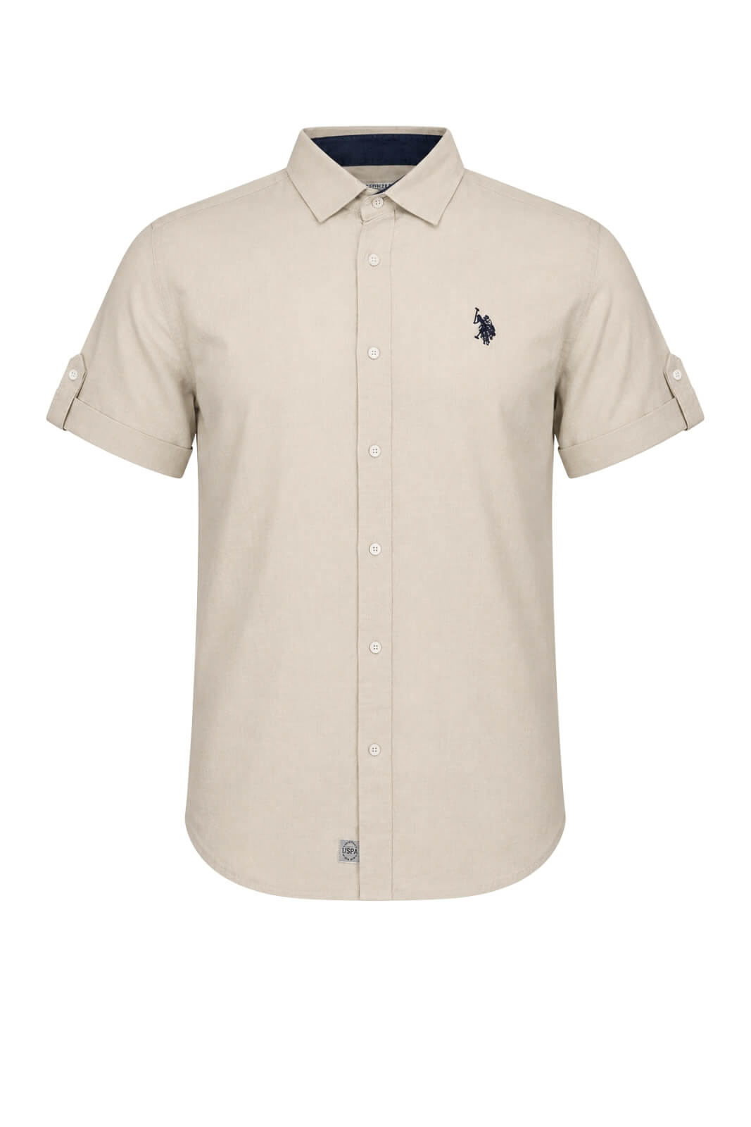 U.S. Polo Assn. Camicia Uomo in lino e cotone a maniche corte