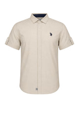 U.S. Polo Assn. Camicia Uomo in lino e cotone a maniche corte