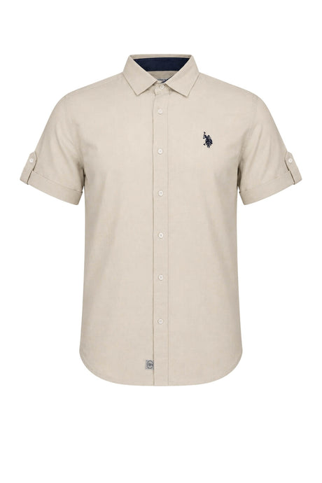 U.S. Polo Assn. Camicia Uomo in lino e cotone a maniche corte