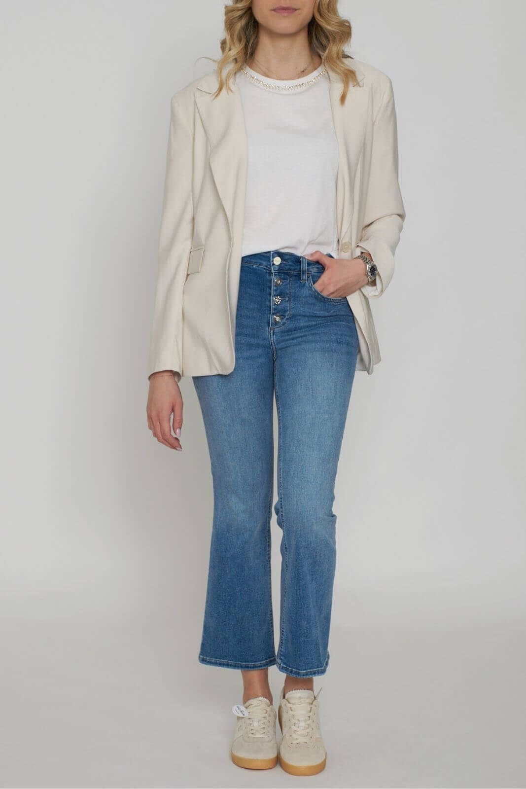 Vaqueros acampanados con botones joya para mujer de Liu Jo